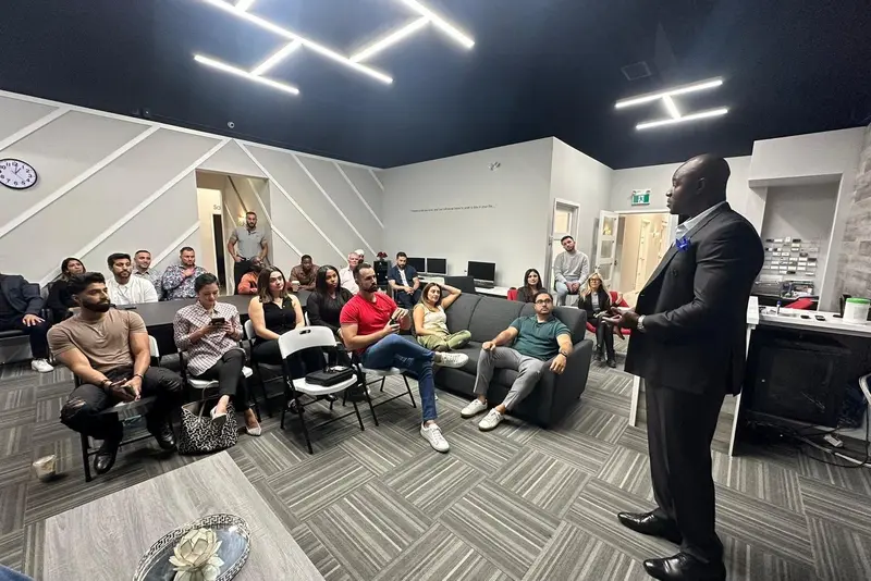 Gary Durrant speaking to a room of professionals